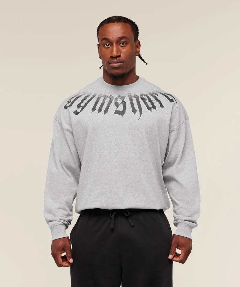 Gymshark Fade Graphic Long Sleeve T-Shirt - Light Grey Core Marl
