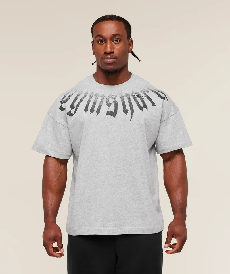 Gymshark Fade Graphic T-Shirt - Light Grey Core Marl