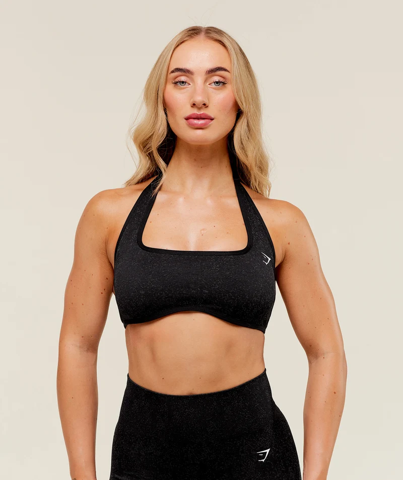 Gymshark Adapt Fleck Halterneck Sports Bra - Black