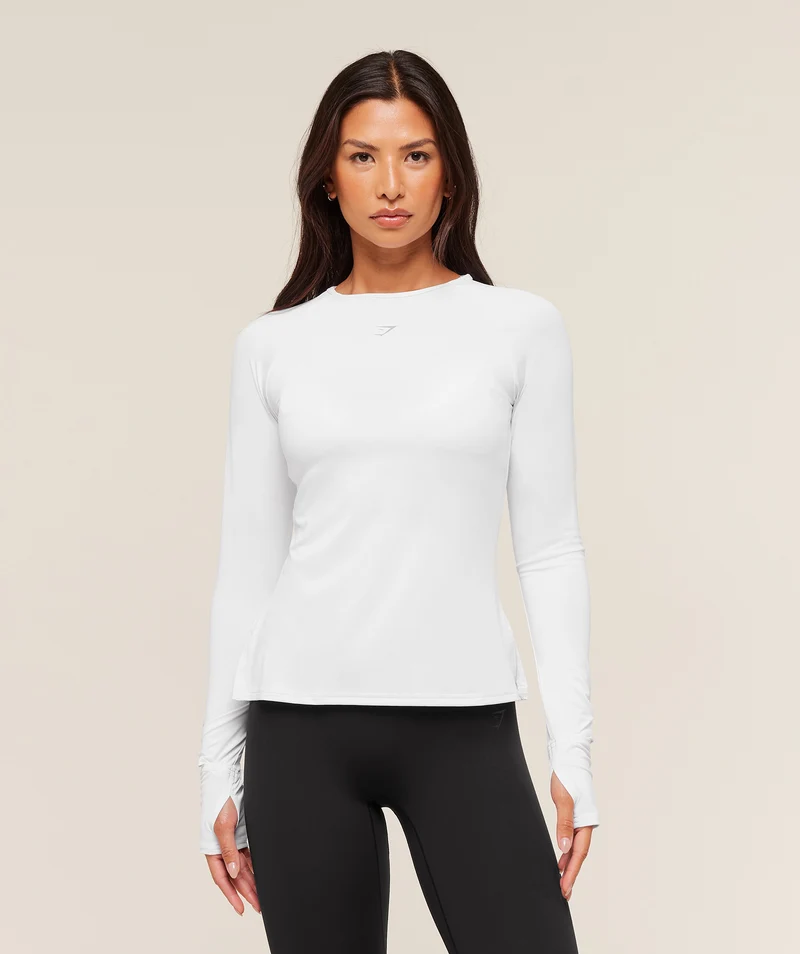 Gymshark Running Back Vent Long Sleeve Top - White