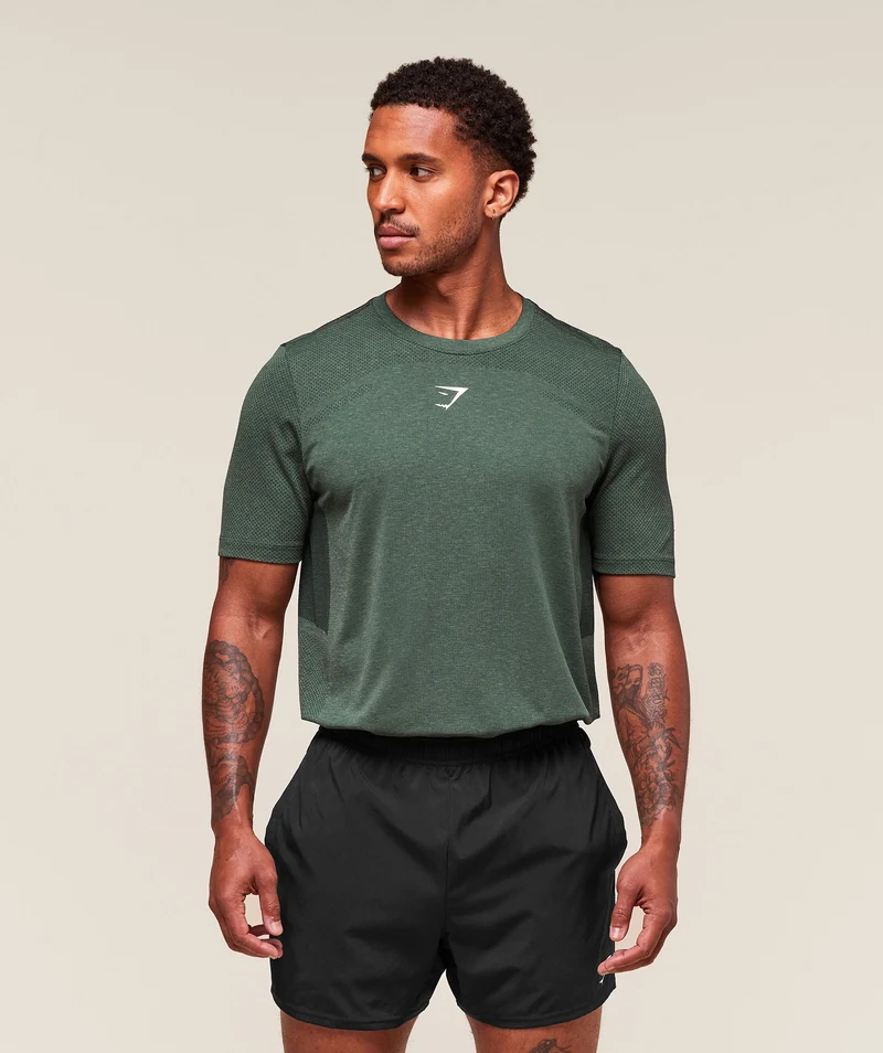 Gymshark Lightweight Seamless T-Shirt - Chalk Green/Base Green