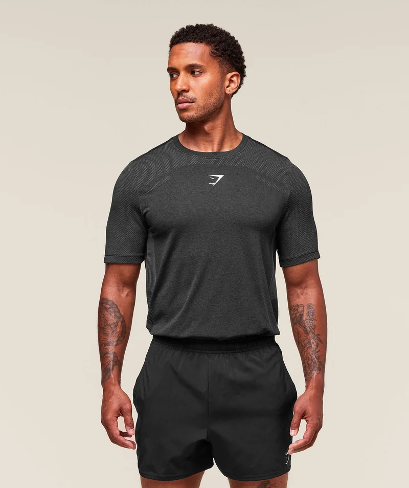 Gymshark Lightweight Seamless T-Shirt - Black/Silhouette Grey