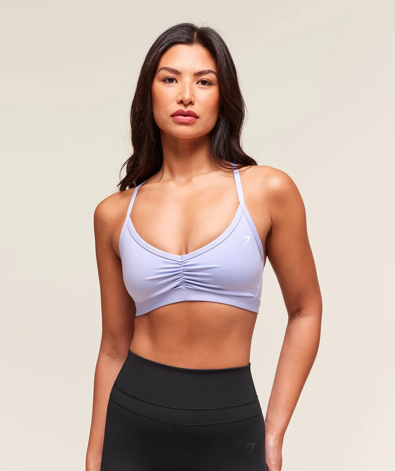 Gymshark Ruched Strappy Sports Bra - Peri Blue