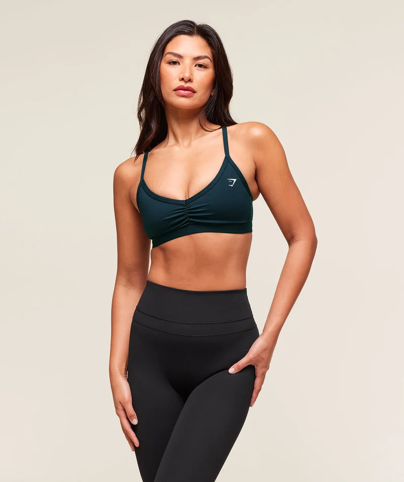 Gymshark Ruched Strappy Sports Bra - Deep Petrol Blue
