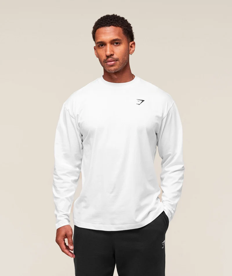 Gymshark Essential Oversized Long Sleeve T-Shirt - White