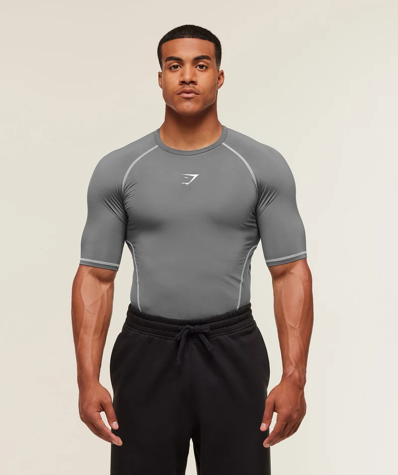 Gymshark Element Baselayer T-Shirt - Pitch Grey/White