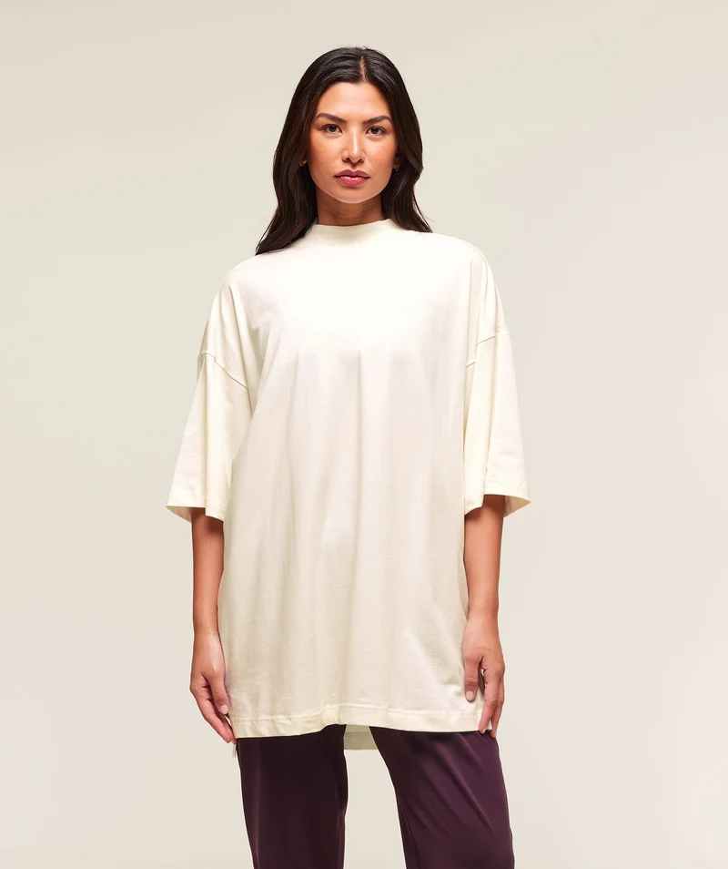 Gymshark Covered Longline Cotton T-Shirt - Soft White