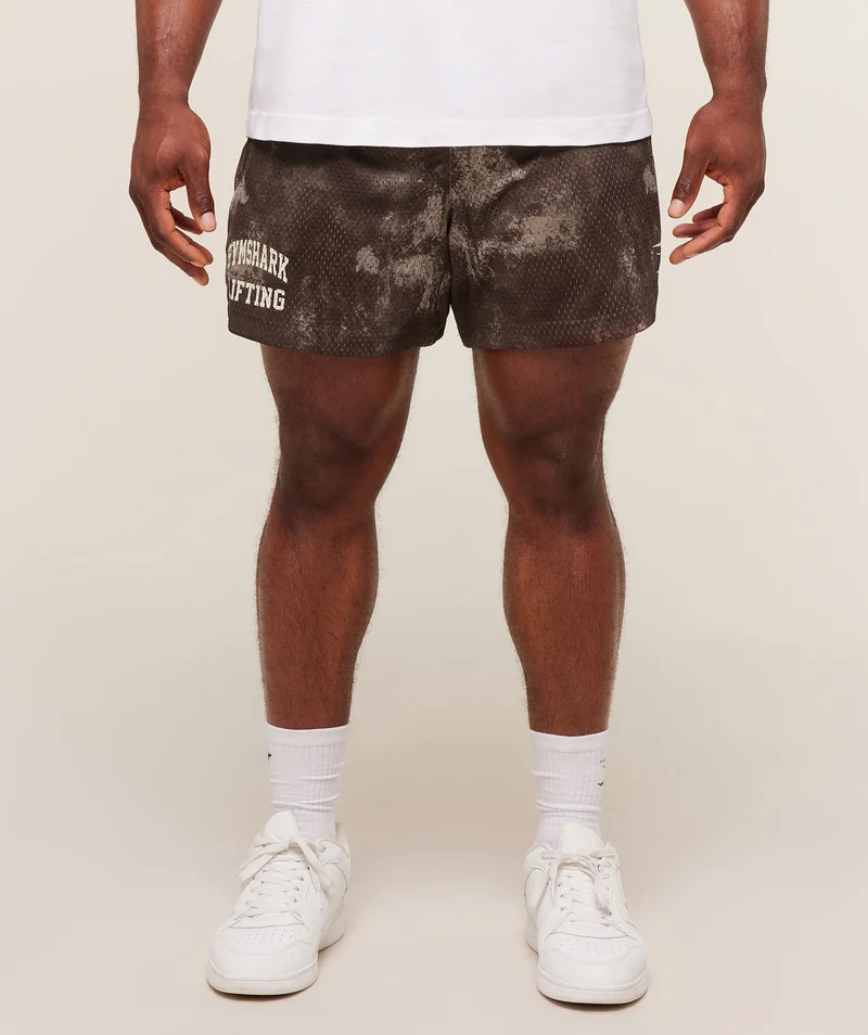 Gymshark Lifting Mesh 5" Shorts - Lifestyle Brown