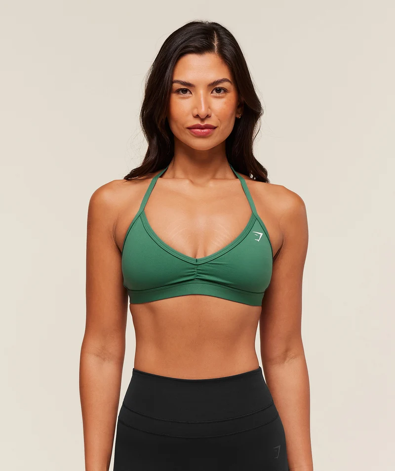 Gymshark Light Support Minimal Halterneck Bra - Lift Green