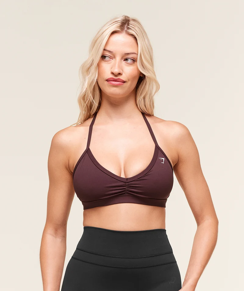 Gymshark Light Support Minimal Halterneck Bra - Cherry Purple
