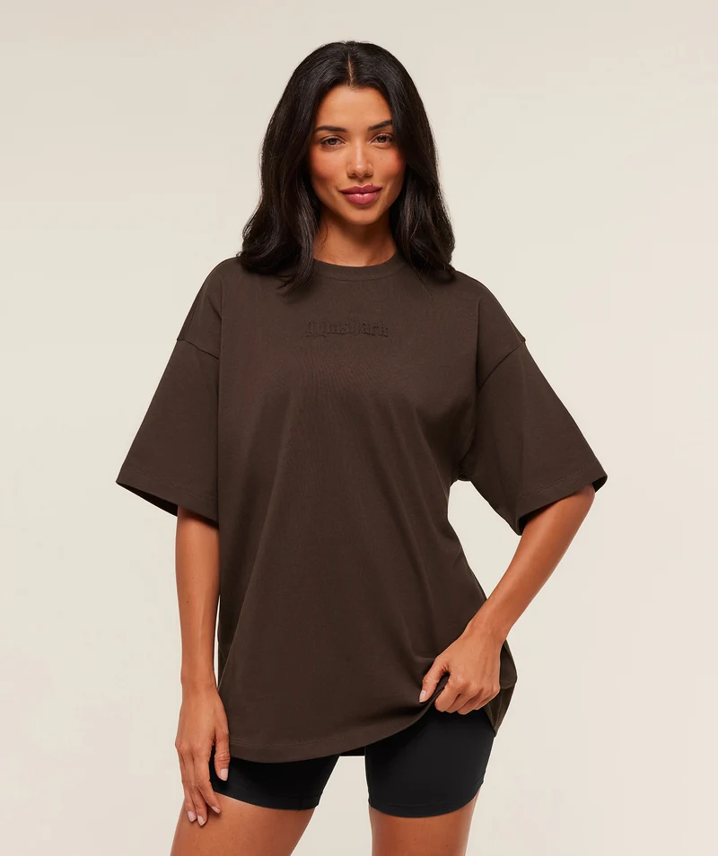 Gymshark Embossed Graphic Oversized T-Shirt - Archive Brown