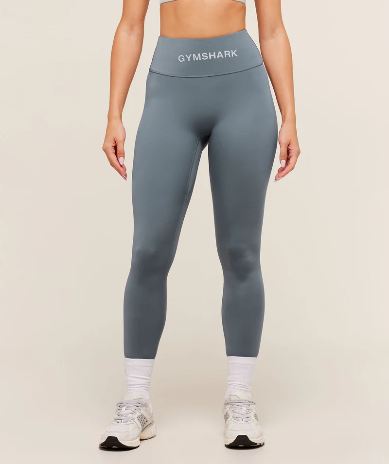 Gymshark Wordmark Waistband Legging - Iron Blue