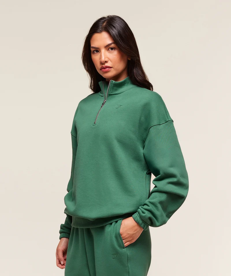Gymshark Rest Day Sweats 2.0 1/4 Zip Pullover - Lift Green