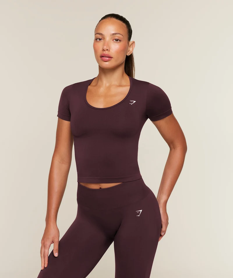 Gymshark Everyday Seamless Tight Fit Crew Neck Tee - Cherry Purple