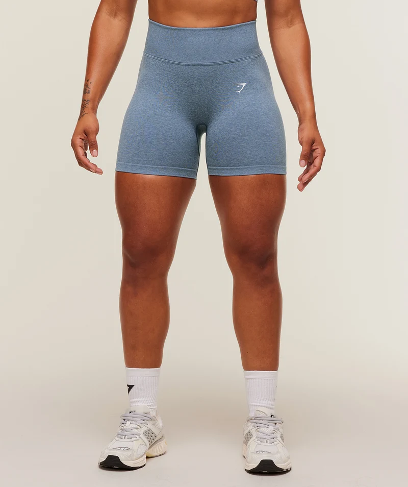 Gymshark Lift Seamless High-Rise Shorts - Worn Blue/Peri Blue Marl