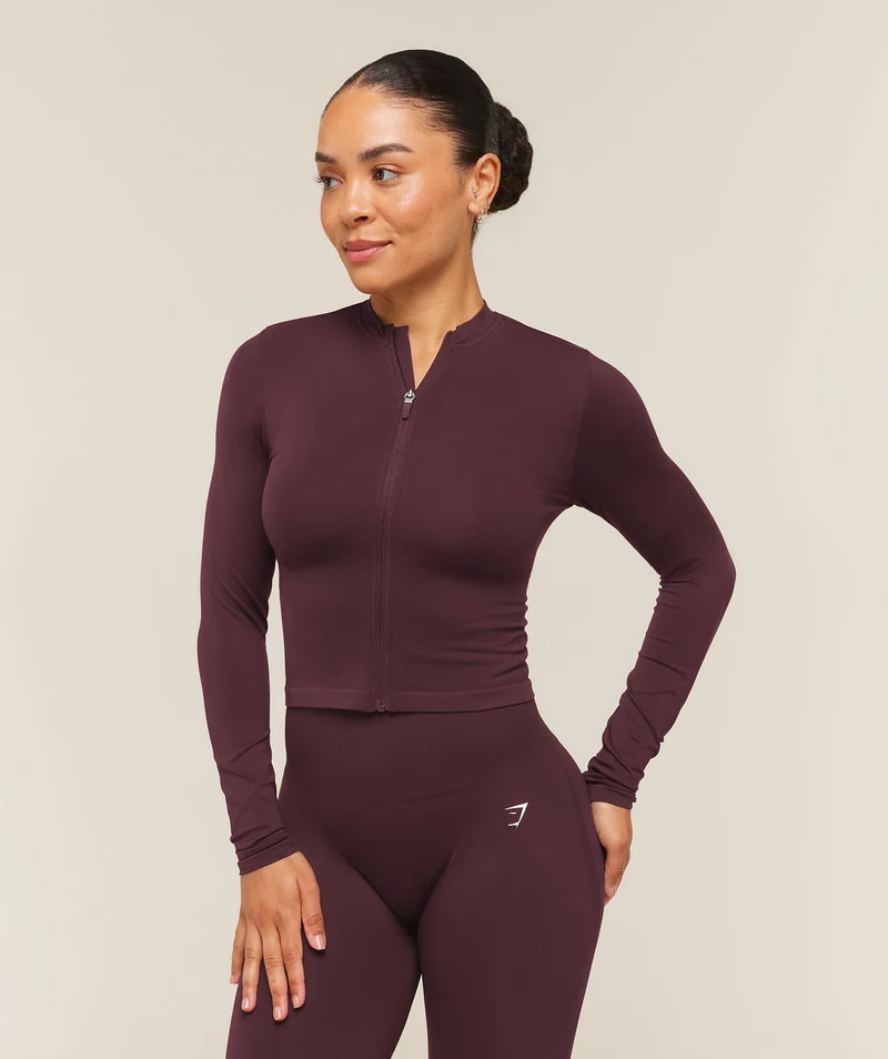 Gymshark Everyday Seamless Zip Tracktop - Cherry Purple