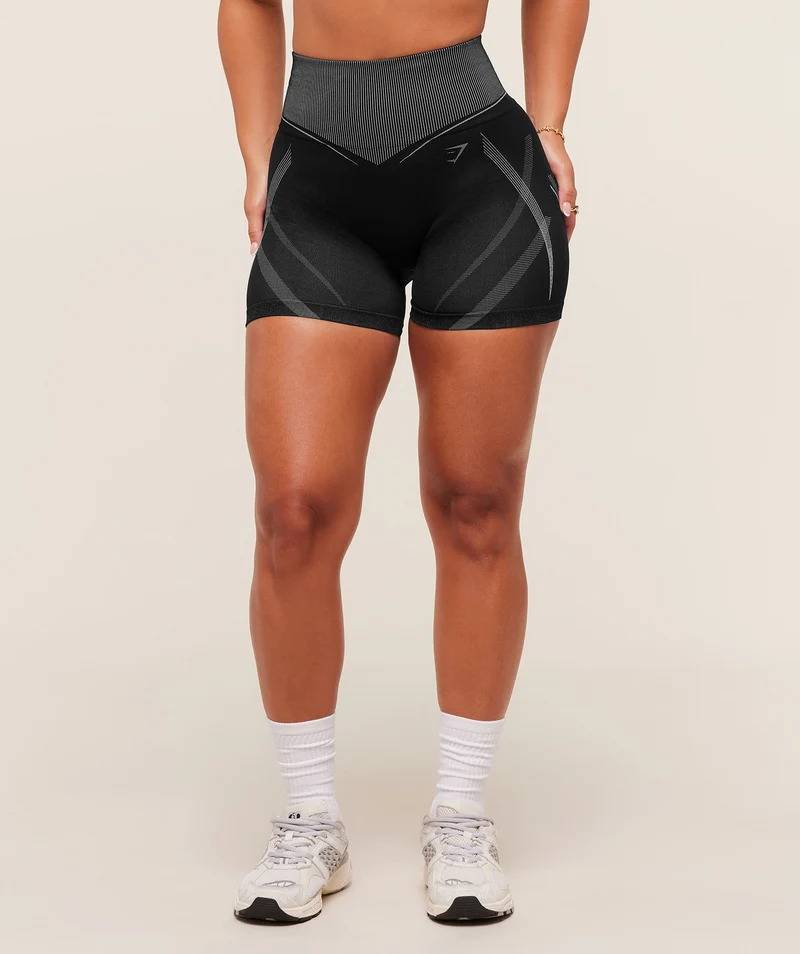 Gymshark x Analis Seamless Short - Black/Silver Grey