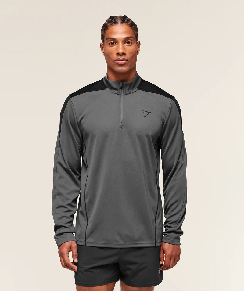 Gymshark Arrival Block 1/4 Zip - Dark Grey
