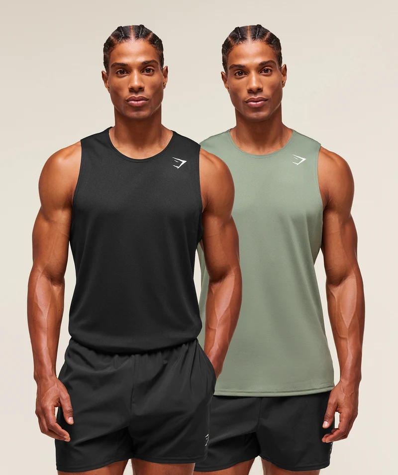 Gymshark Everyday Performance Tank 2 Pack - Unit Green/Black