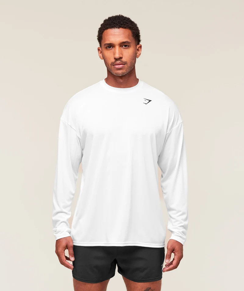 Gymshark Arrival Oversized Long Sleeve T-Shirt - White