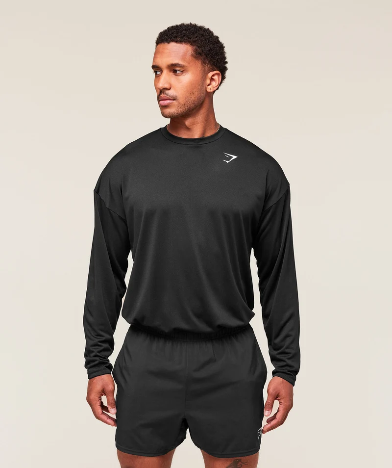 Gymshark Arrival Oversized Long Sleeve T-Shirt - Black