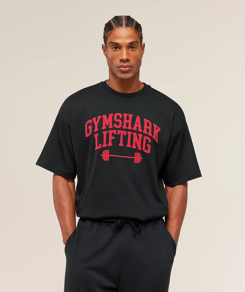 Gymshark Lifting Barbell T-Shirt - Black