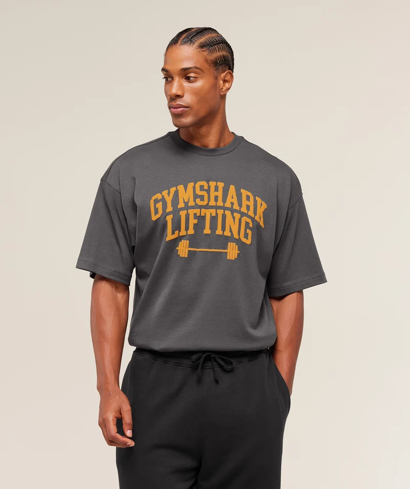 Gymshark Lifting Barbell T-Shirt - Onyx Grey