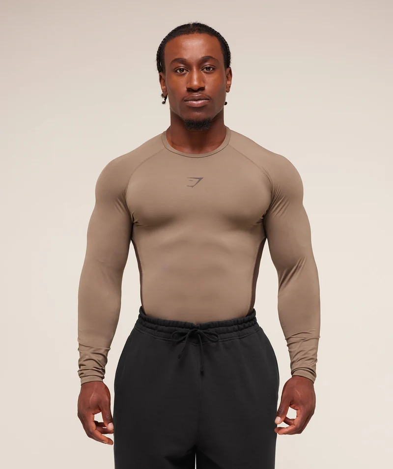 Gymshark Element Baselayer Long Sleeve T-Shirt - Soul Brown/Archive Brown