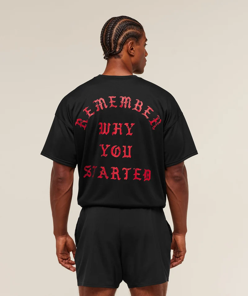 Gymshark Remember Why You Started T-Shirt - Black