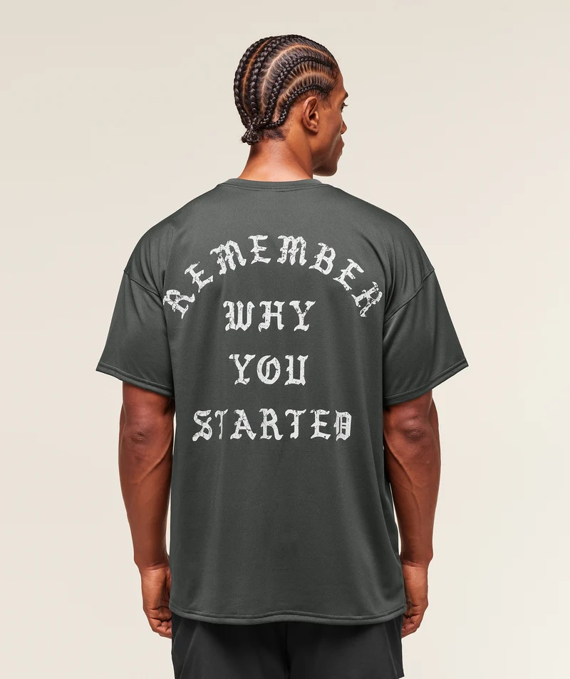 Gymshark Remember Why You Started T-Shirt - Asphalt Grey
