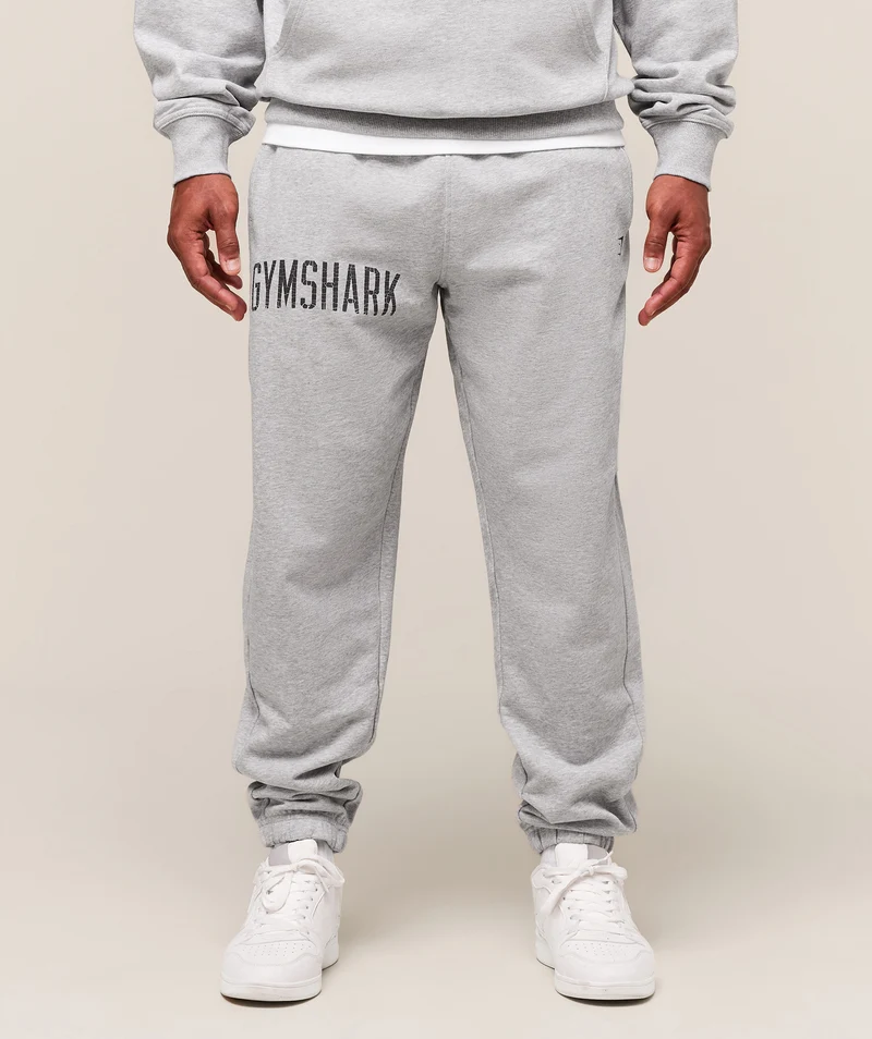 Gymshark Worn Graphic Joggers - Light Grey Core Marl