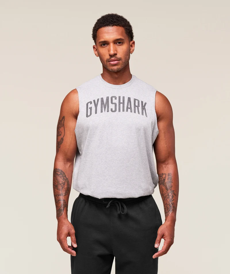 Gymshark Worn Graphic Tank - Light Grey Core Marl