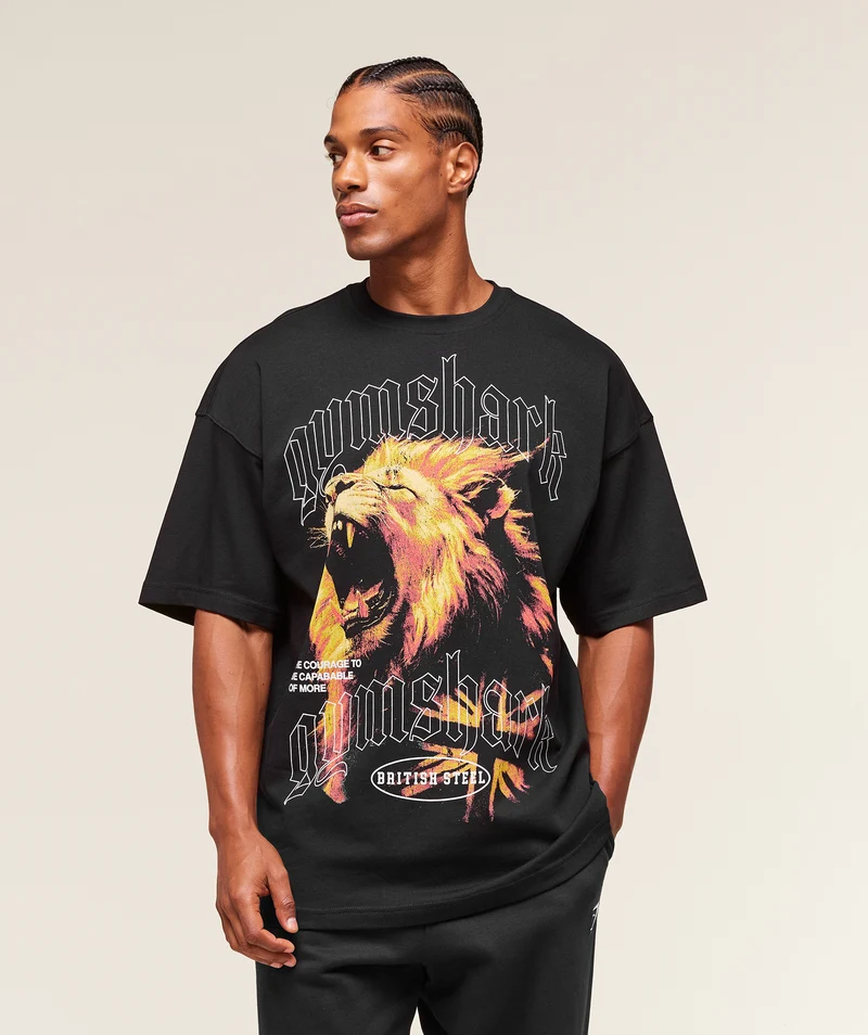 Gymshark Lion Graphic T-Shirt - Black