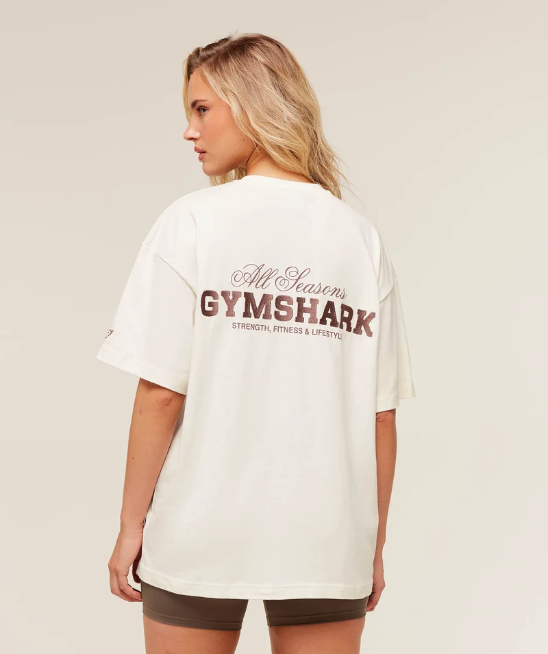Gymshark All Seasons Graphic Short Sleeve T-Shirt - Soft White