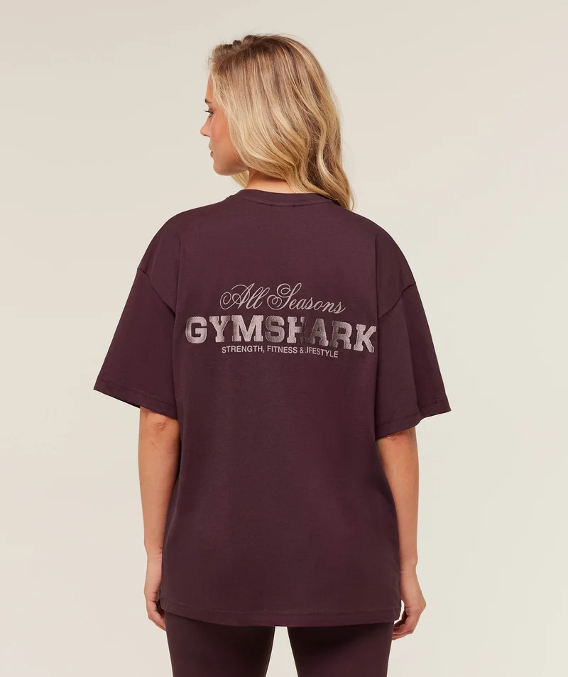 Gymshark All Seasons Graphic Short Sleeve T-Shirt - Cherry Purple