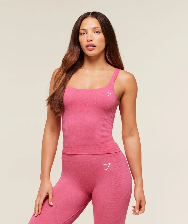 Gymshark Vital Seamless Tank With Shelf - Vintage Rouge Pink/Marl