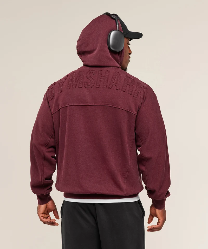 Gymshark Power Washed Hoodie - Rich Maroon