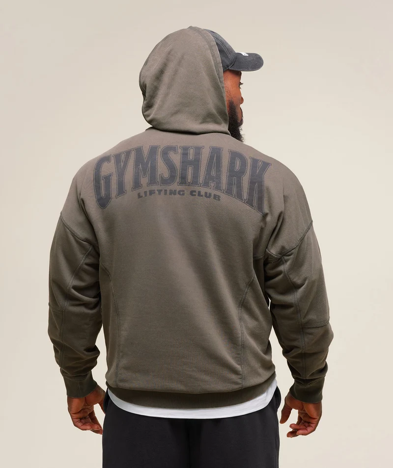 Gymshark Heritage Washed Hoodie - Strength Green/Acid Wash Small Ball