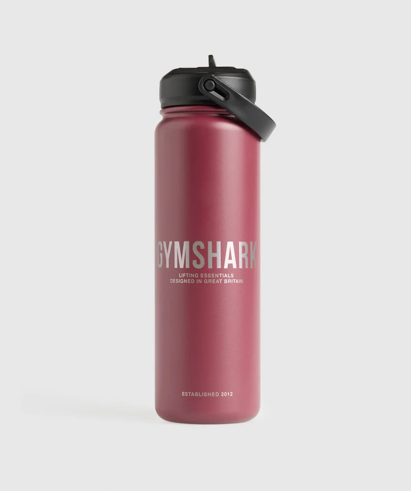 Gymshark Metal Insulated Straw Bottle 700ml - Washed Berry Pink