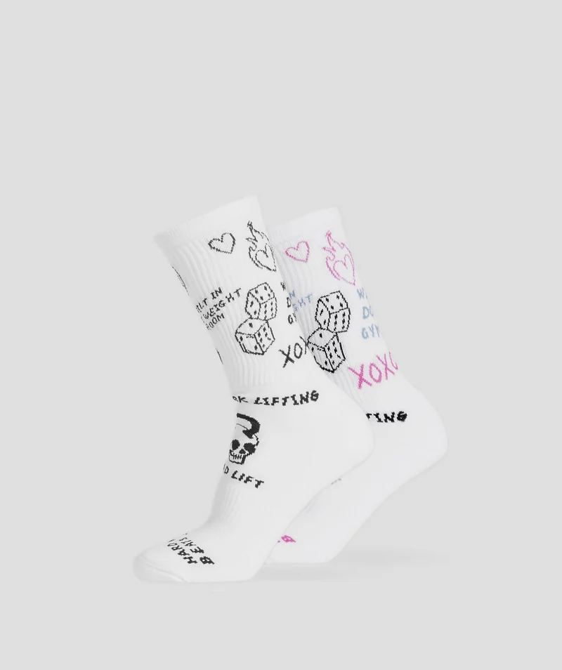 Gymshark Character Combi Crew 2pk - White/Black/Winning Pink/Classic Blue