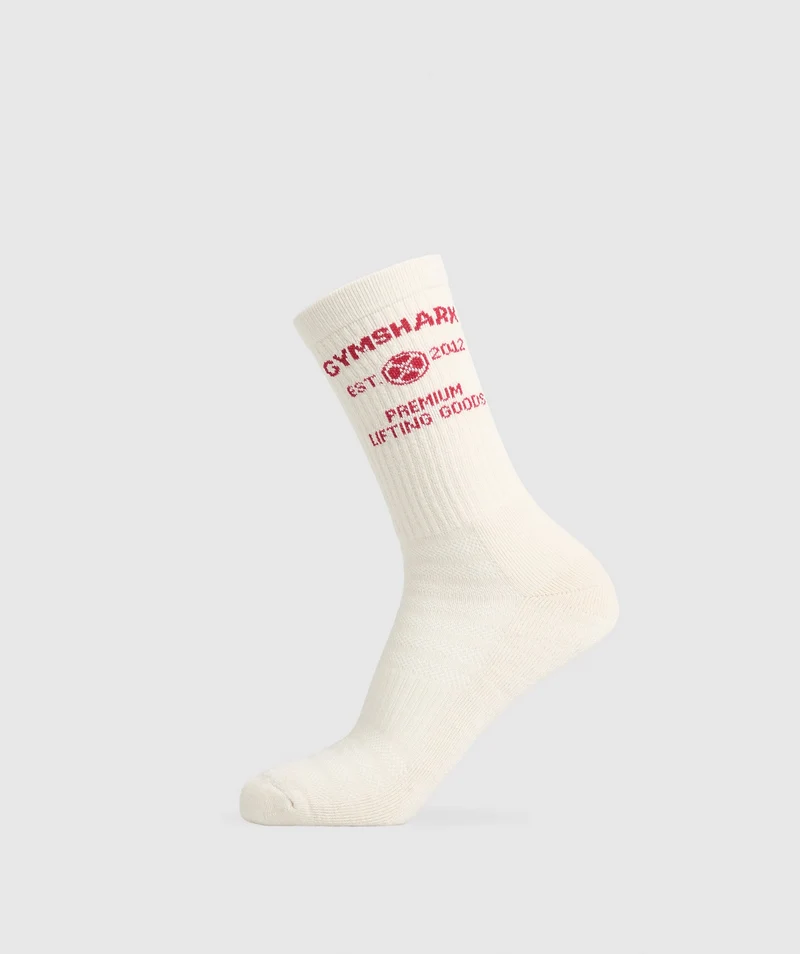 Gymshark Weight Plate Crew Sock Single - Oat White