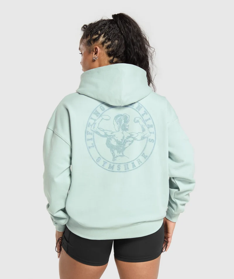 Gymshark Back Gains Graphic Hoodie - Morning Blue