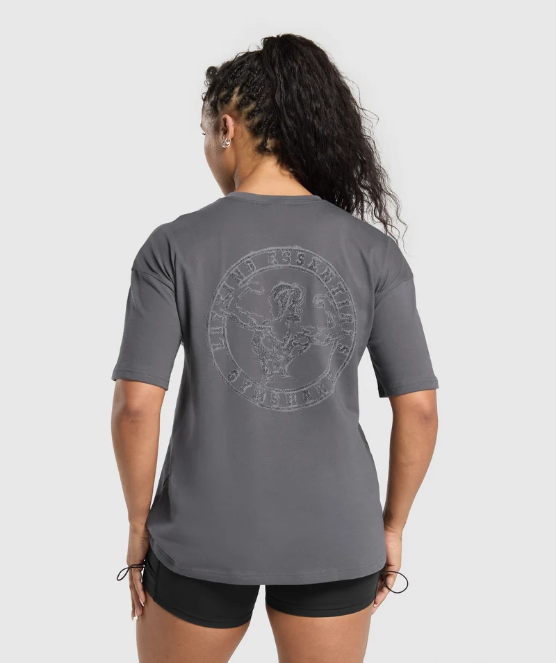Gymshark Back Gains Graphic Oversized Tee - Graphite Grey