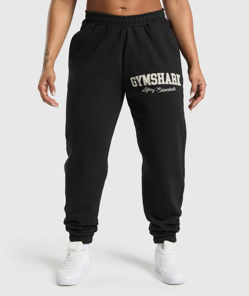 Gymshark Lifting Essentials Graphic Brushed Oversized Jogger - Black