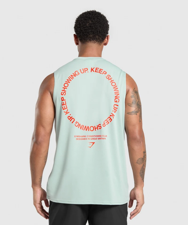 Gymshark Keep Showing Up Tank - Morning Blue
