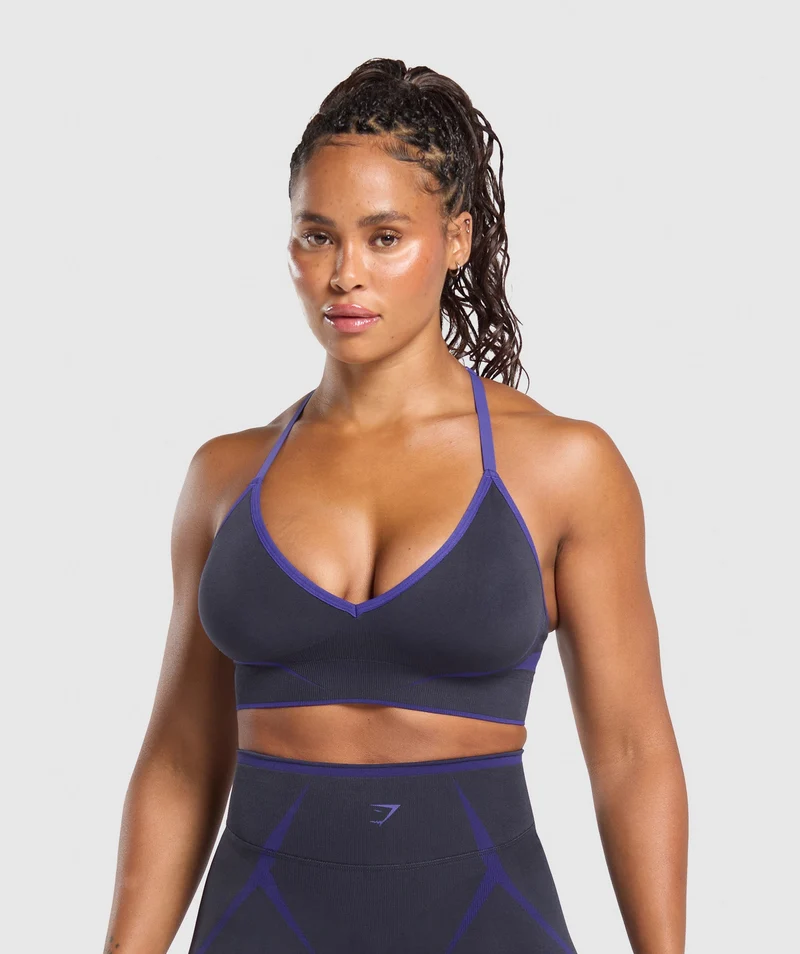 Gymshark Apex Lift Seamless Sports Bra - Heavy Blue/Cobalt Purple