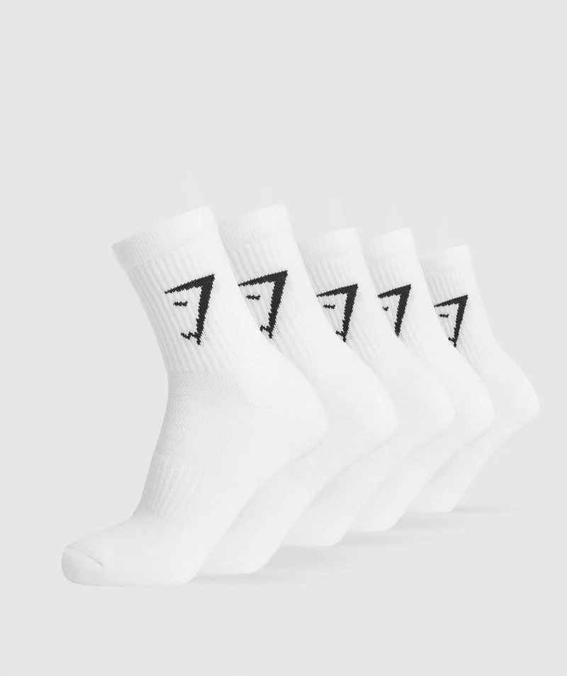 Gymshark Midi Socks 5pk - White