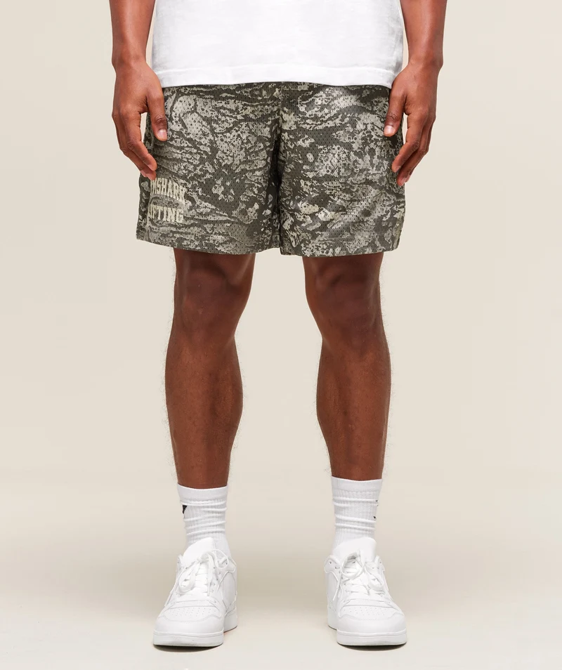 Gymshark Lifting Mesh 5" Shorts - Camo Brown