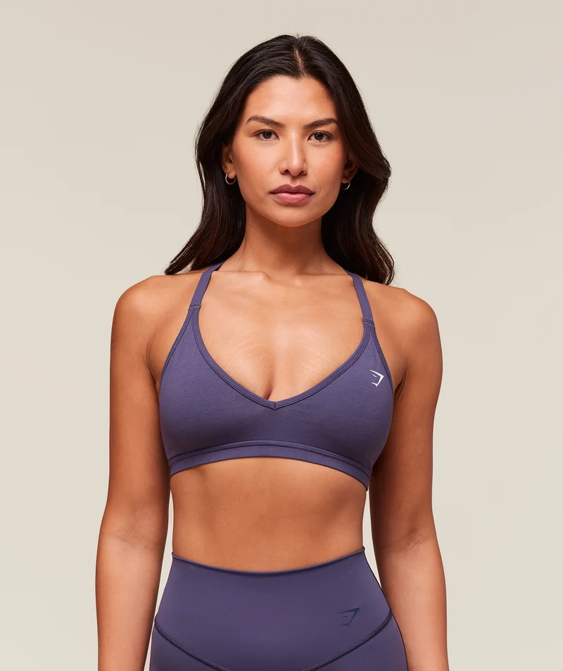 Gymshark Cotton Blend Racerback Sports Bra - Weighted Purple