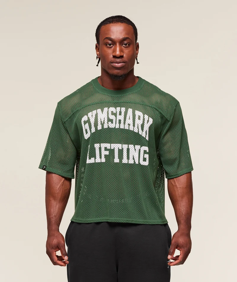 Gymshark Mesh Oversized T-Shirt - Classic Green